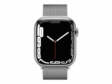 Apple Watch Series 7 (GPS + Cellular) - Silver Edelstahl - intelligente Uhr mit Milanaise Armband - Silber - 32 GB
