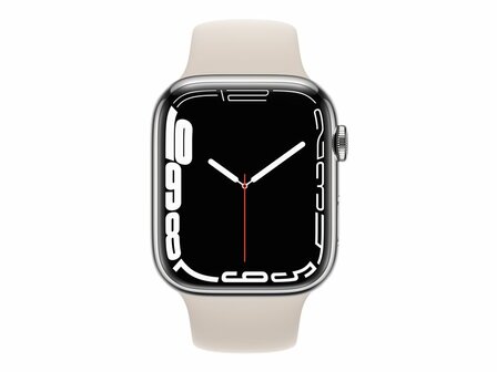 Apple Watch Series 7 (GPS + Cellular) - Silver Edelstahl - intelligente Uhr mit Sportband - Starlight - 32 GB