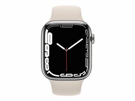 Apple Watch Series 7 (GPS + Cellular) - Silver Edelstahl - intelligente Uhr mit Sportband - Starlight - 32 GB