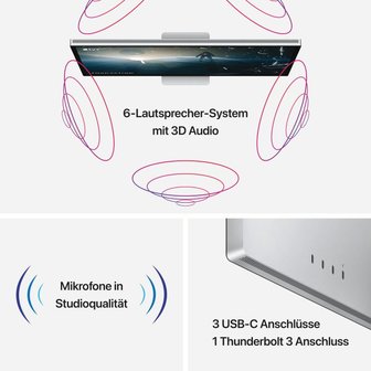 Apple LED-Monitor Studio Display - Nanotexturglas neigungs und h&ouml;henverstellbar Silber