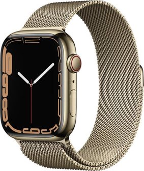 Apple Smartwatch Series 7 GPS + Cellular, 45mm Edelstahl goldenes Milan Gold