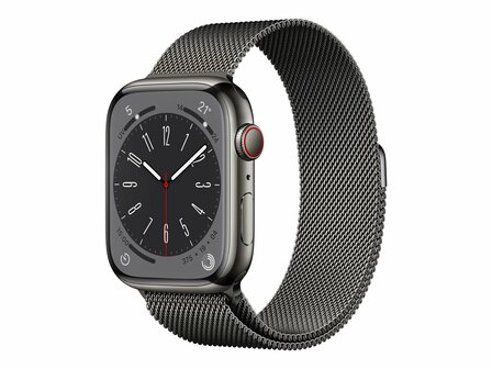 APPLE Watch Series 8 GPS + Cellular 45mm Graphite Stainless Steel Case with Graphite Milanese Loop 