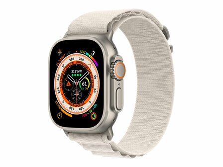 APPLE Watch Ultra GPS + Cellular 49mm Titanium Case with Starlight Alpine Loop - Medium 