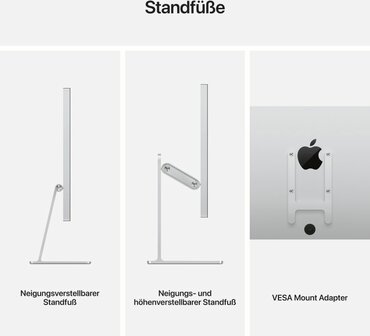 APPLE Studio Display Standardglas 68,29cm 27Zoll Retina 5K 5120x2880 218ppi 600 Nits Neigungs- und h&ouml;henverstellbarer Standfuss 