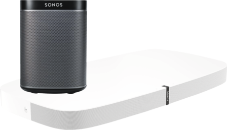  Sonos Soundplate Playbase We Bundle + 2xPlay1Sch Weiss