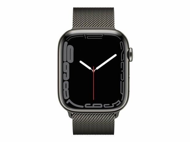 Apple Watch Series 7 (GPS + Cellular) - Graphite Stainless Steel - intelligente Uhr mit Milanaise Armband - Graphit - 32 GB