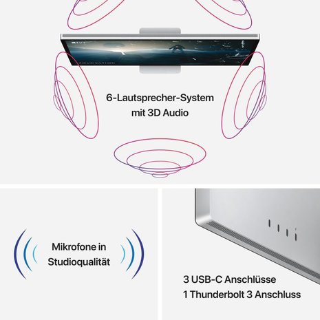 Apple LED-Monitor Studio Display - Nanotexturglas neigungs und höhenverstellbar Silber