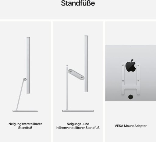 Apple LED-Monitor Studio Display - Nanotexturglas neigungs und höhenverstellbar Silber