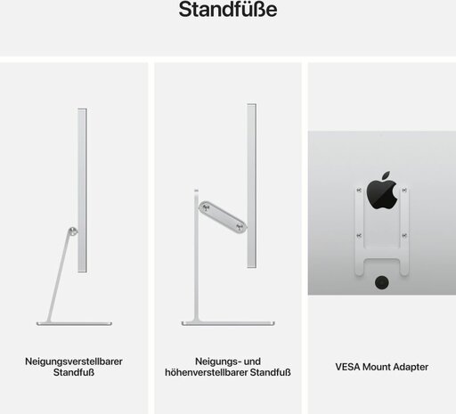 APPLE Studio Display Standardglas 68,29cm 27Zoll Retina 5K 5120x2880 218ppi 600 Nits Neigungsverstellbarer Standfuss 