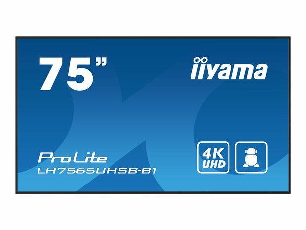 iiyama ProLite LH7565UHSB-B1 190 cm (75") Klasse (189.2 cm (74.5") sichtbar) LCD-Display mit LED-Hintergrundbeleuchtung - 4K - für Digital Signage