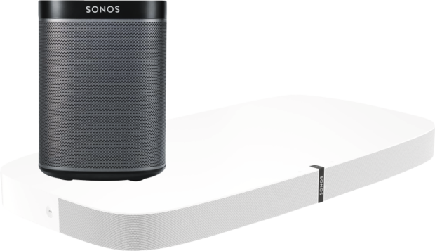  Sonos Soundplate Playbase We Bundle + 2xPlay1Sch Weiss