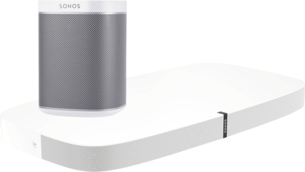  Sonos Soundplate Playbase We Bundle + 2xPlay1Sch Weiss